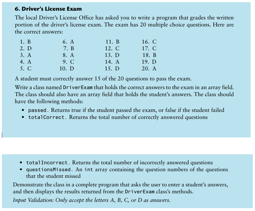 Solved 6. Driver's License Exam The local Driver's License | Chegg.com