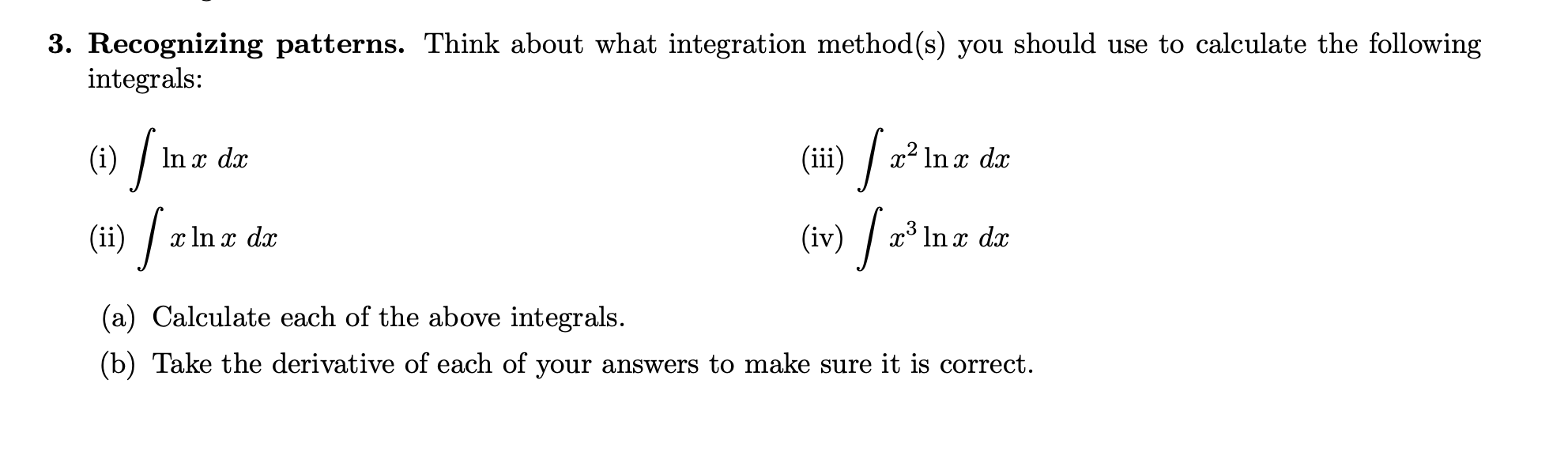 Solved 3. Recognizing patterns. Think about what integration | Chegg.com
