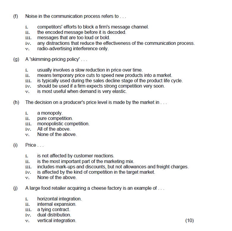 Solved (f) Noise in the communication process refers to