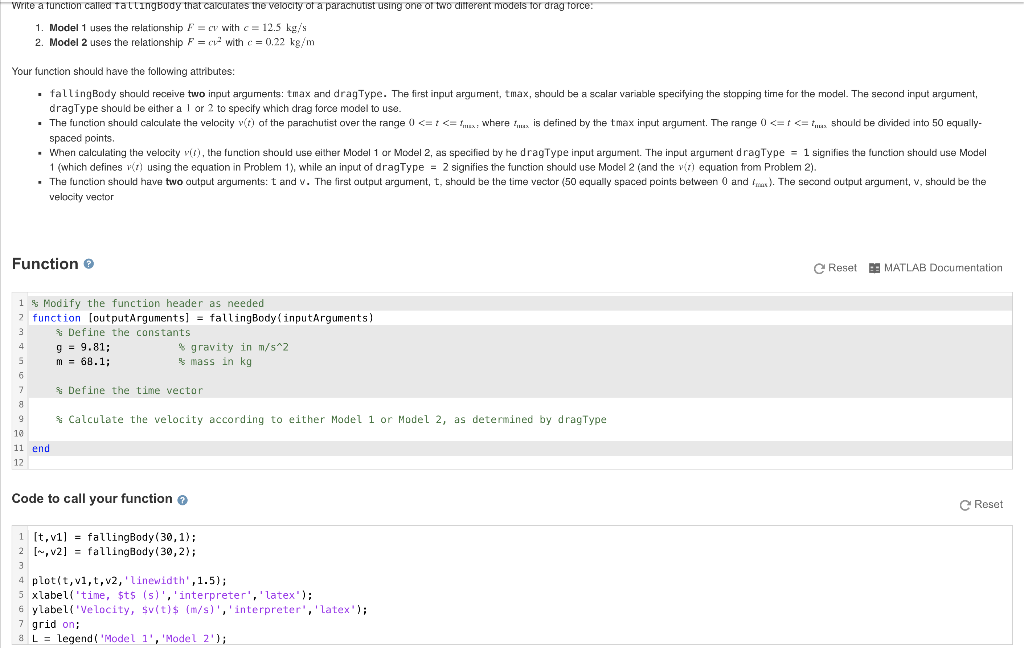 Solved Write a function called TallingBody that calculates | Chegg.com