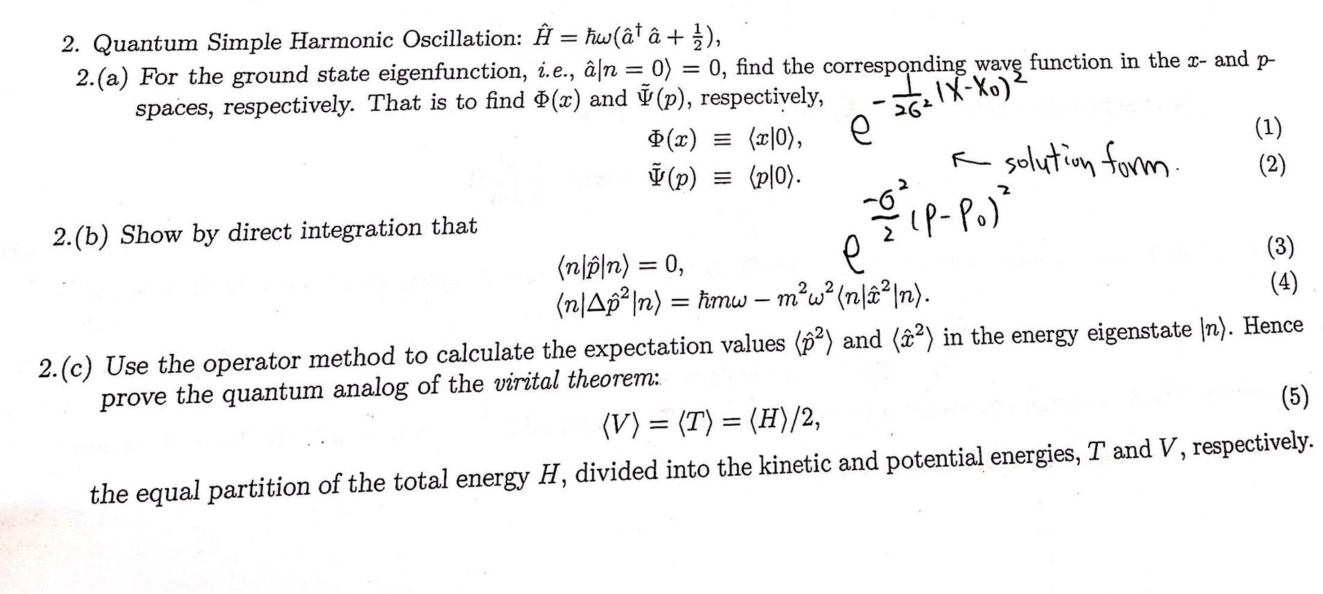 Solved Atz Ix Xo O Rip Po 2 Quantum Simple Harmonic Chegg Com