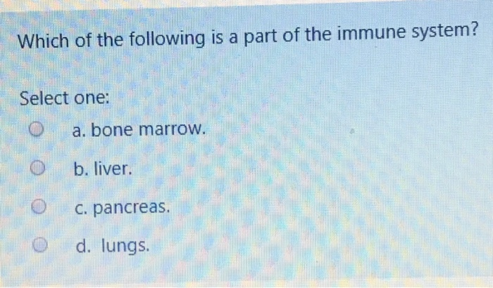 Solved Which of the following is a part of the immune | Chegg.com