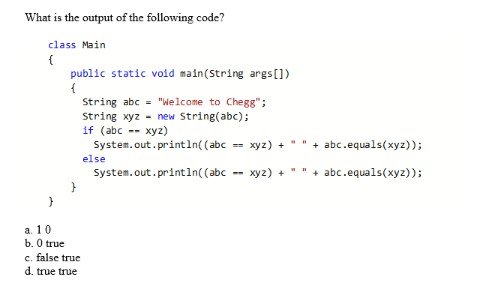 (Solved) : Output Following Code Class Mairn Public Static Void Main ...