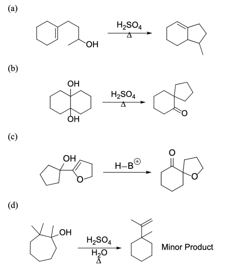 Solved (а) H2SO4 ОН (b) ОН H2SO4 ОН (c) ОН H-B 8 ә (d) ОН 3 | Chegg.com