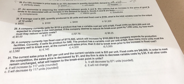 Solved If a 15 % Increase in price leads to an 10% decrease | Chegg.com