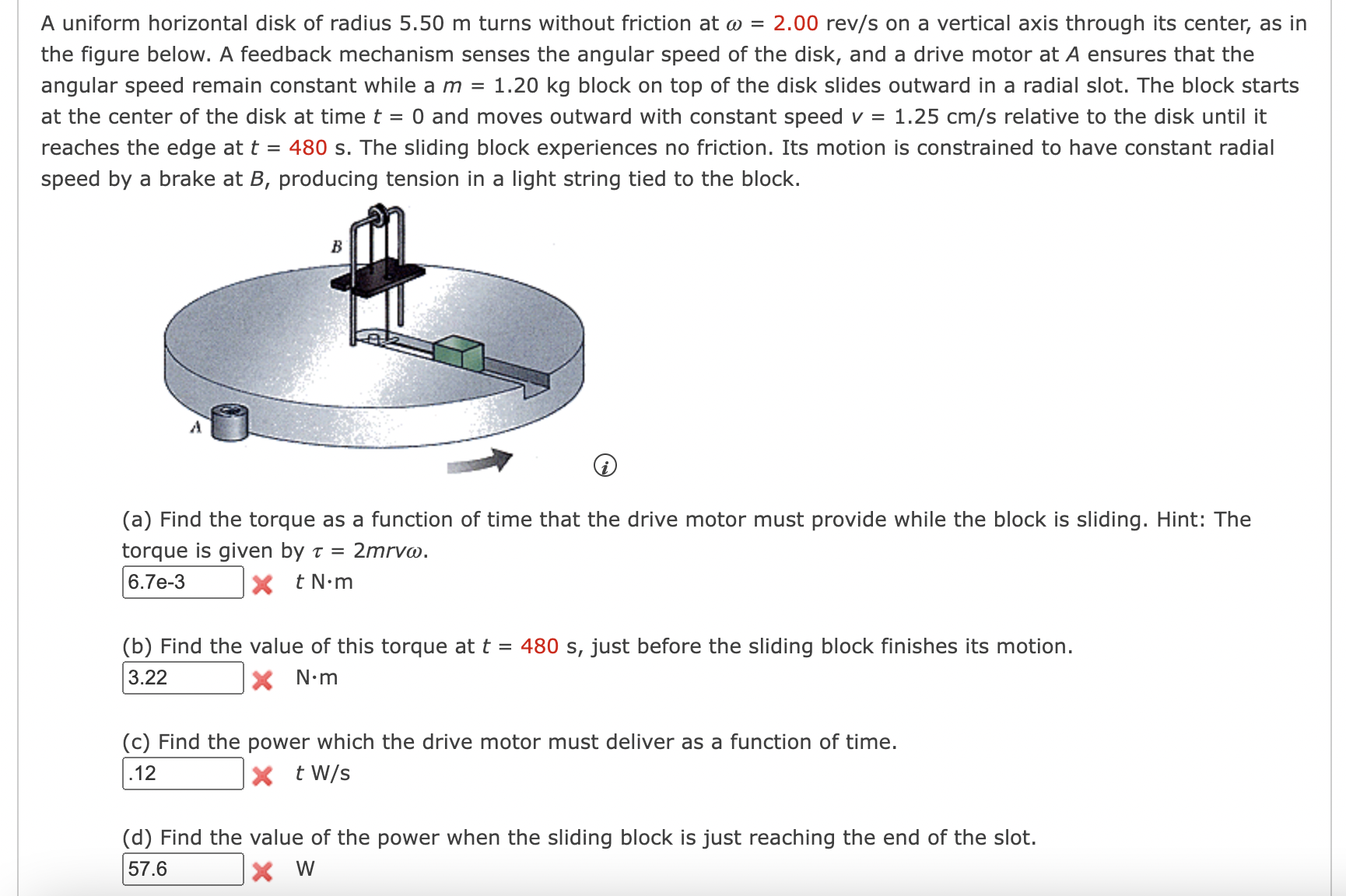 Solved A uniform horizontal disk of radius 5.50 m turns | Chegg.com