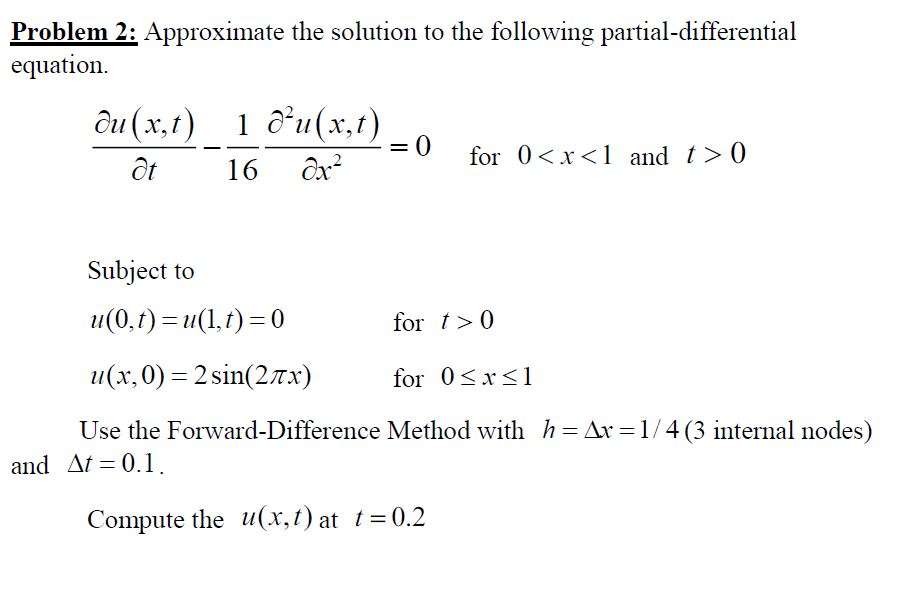 Solved Problem 2 Approximate The Solution To The Followi Chegg Com