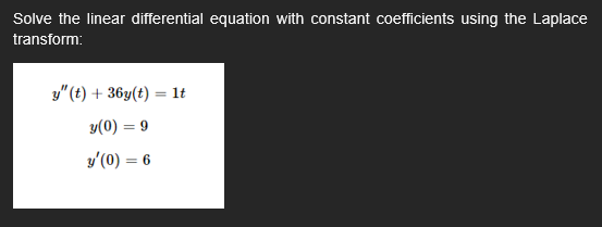 Solved Solve the linear differential equation with constant | Chegg.com