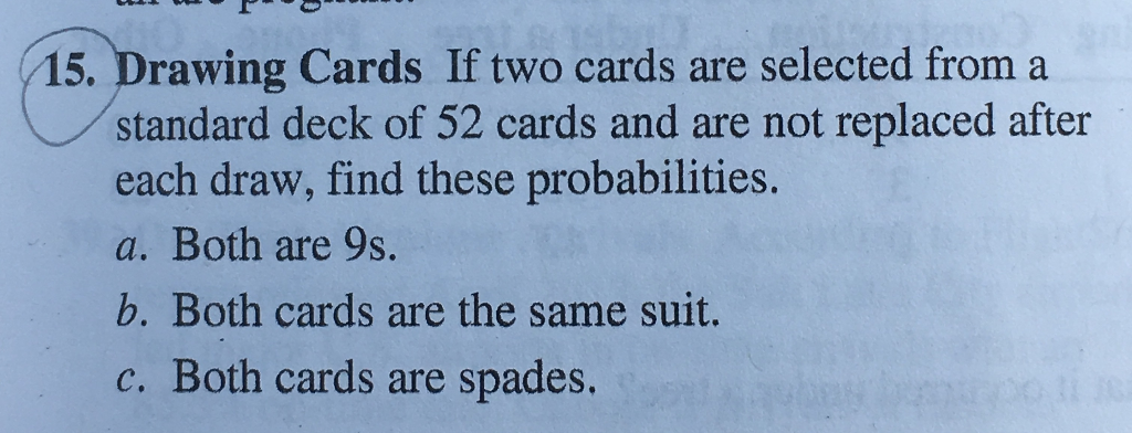 Solved 15. Drawing Cards If Two Cards Are Selected From A | Chegg.com