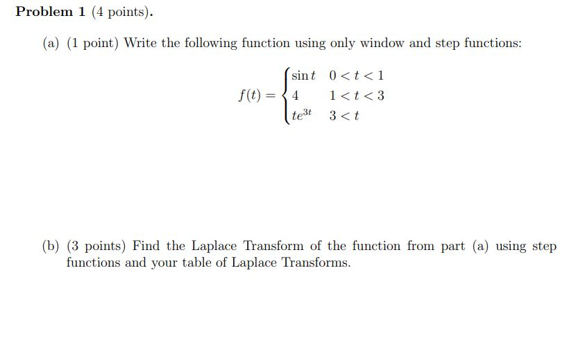 Solved Problem 1 (4 points). (a) (1 point) Write the | Chegg.com