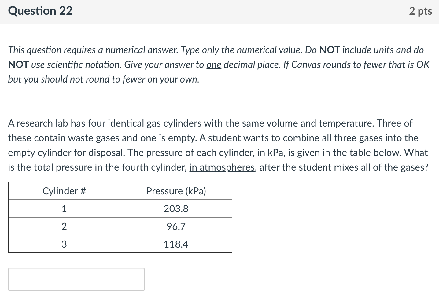 Solved Question 22 2 pts This question requires a numerical | Chegg.com