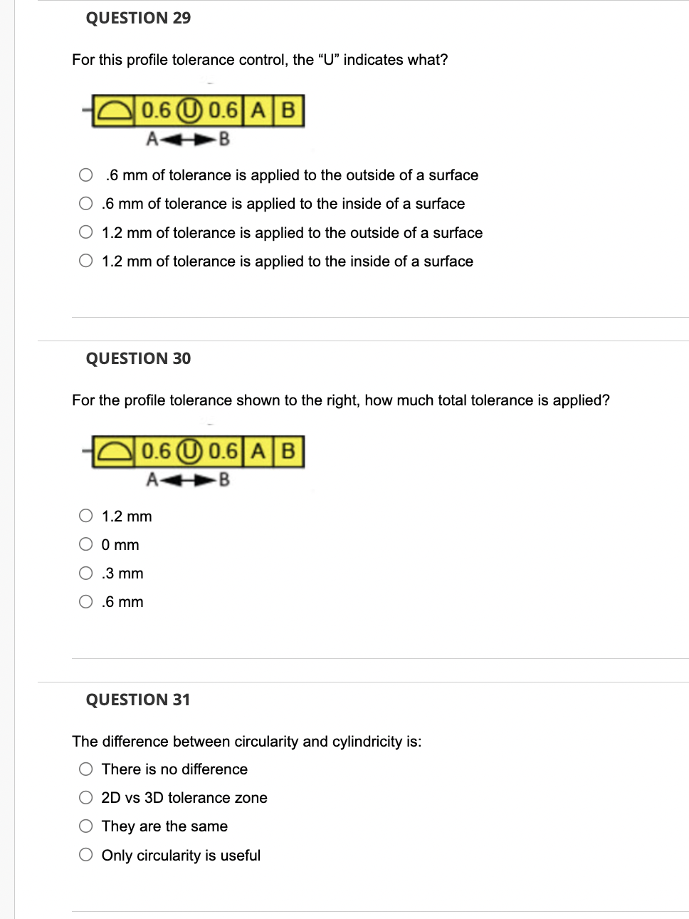 Solved For this profile tolerance control, the 
