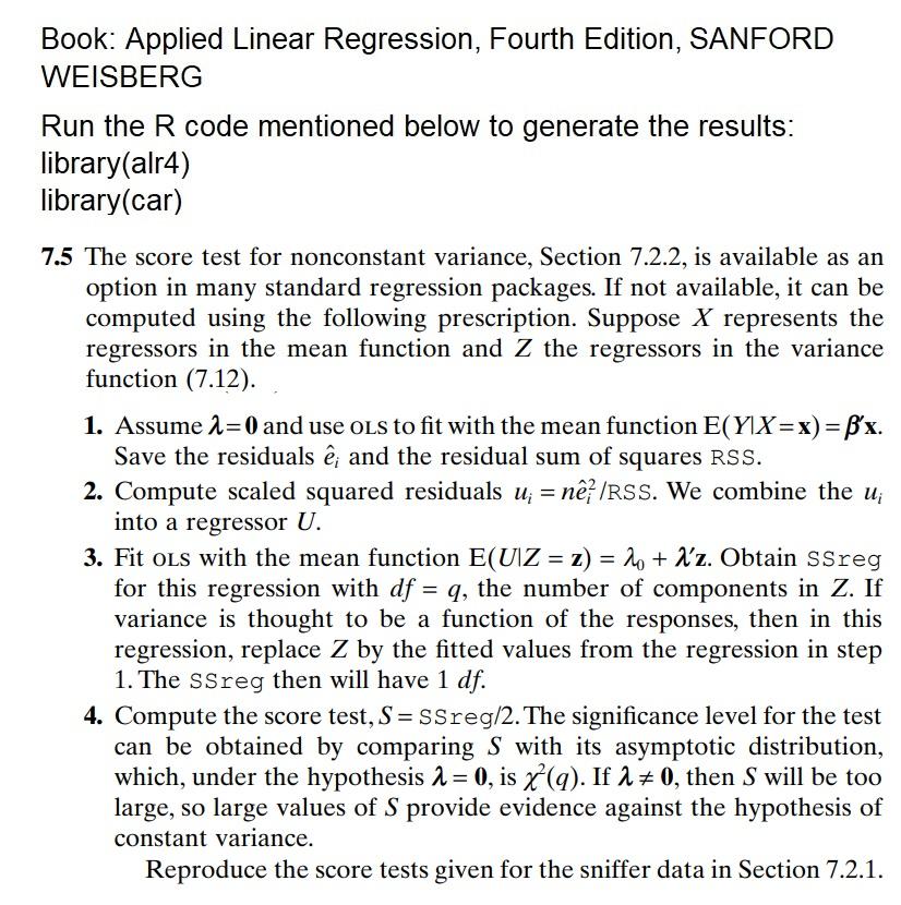 Book: Applied Linear Regression, Fourth Edition, | Chegg.com