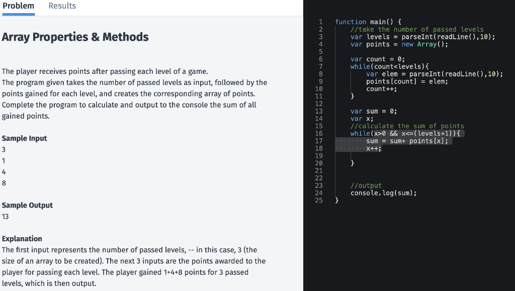 Solved Problem Results Array Properties & Methods 1 2 3 4 6 | Chegg.com