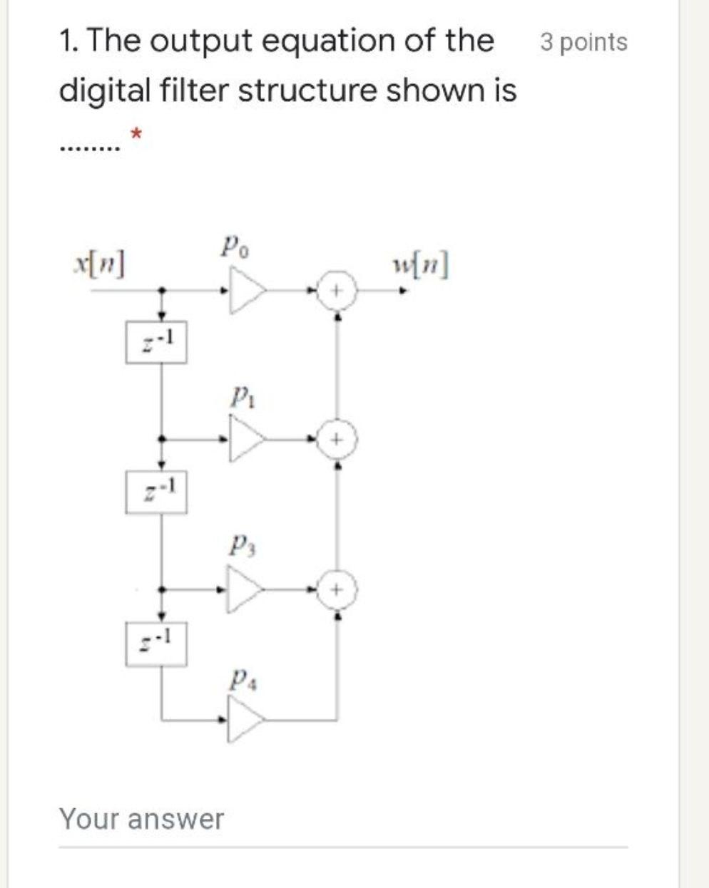 Solved 3 points 1. The output equation of the digital filter | Chegg.com