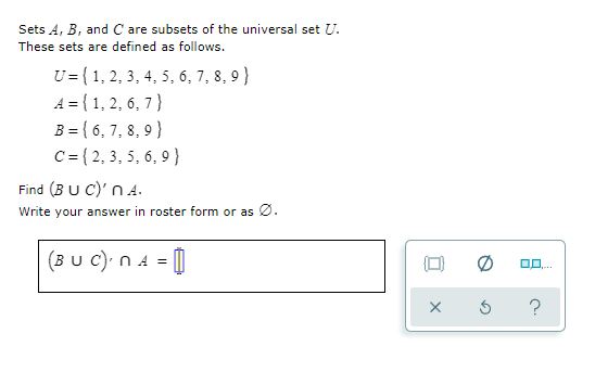 Solved Sets A, B, and C are subsets of the universal set U. | Chegg.com