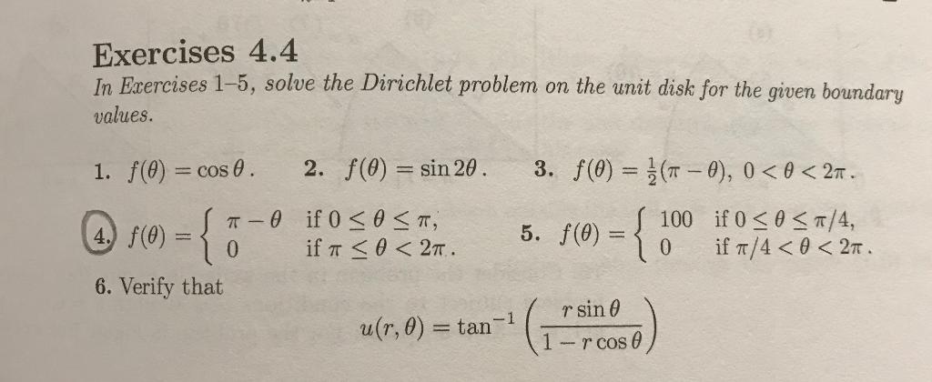 Solved Exercises 4.4 In Exercises 1-5, solve the Dirichlet | Chegg.com