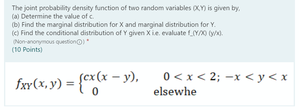 Solved The joint probability density function of two random | Chegg.com