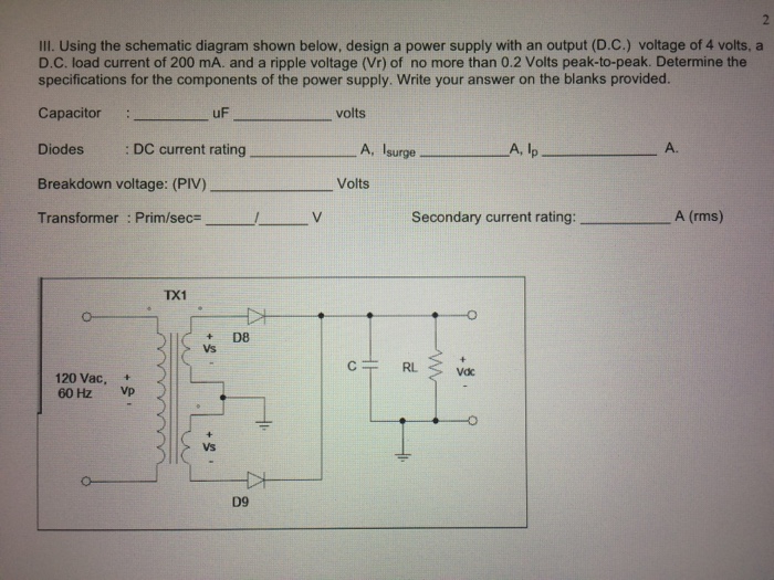 Solved Using the schematic diagram shown below, design a