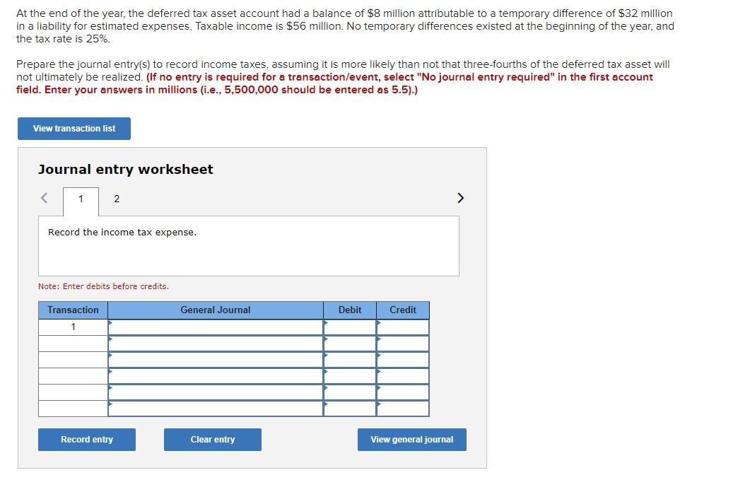 At The End Of The Year, The Deferred Tax Asset Acc ...