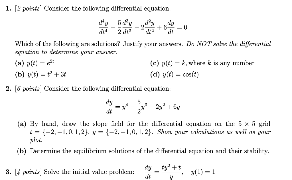 Solved 1. [2 points Consider the following differential | Chegg.com
