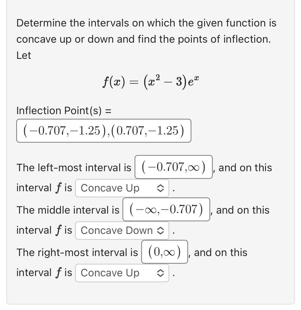 Solved Determine the intervals on which the given function | Chegg.com