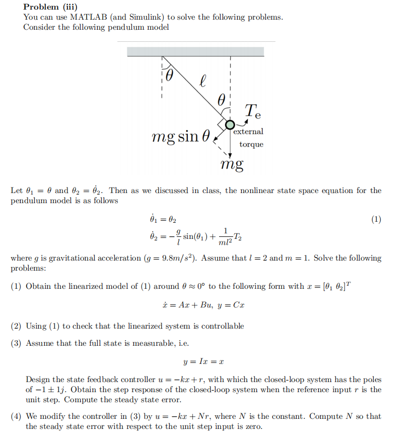 Solved Problem (iii) You can use MATLAB (and Simulink) to | Chegg.com