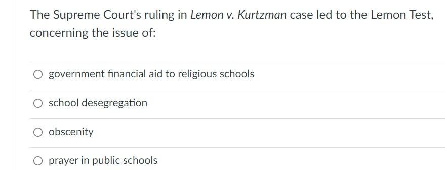 Lemon v outlet kurtzman ruling