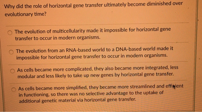 Solved Why did the role of horizontal gene transfer | Chegg.com