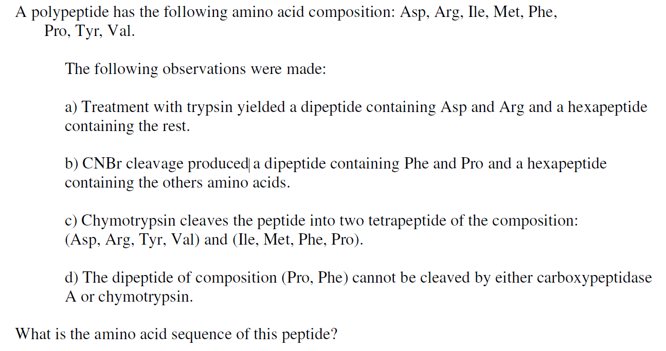 Solved A polypeptide has the following amino acid | Chegg.com