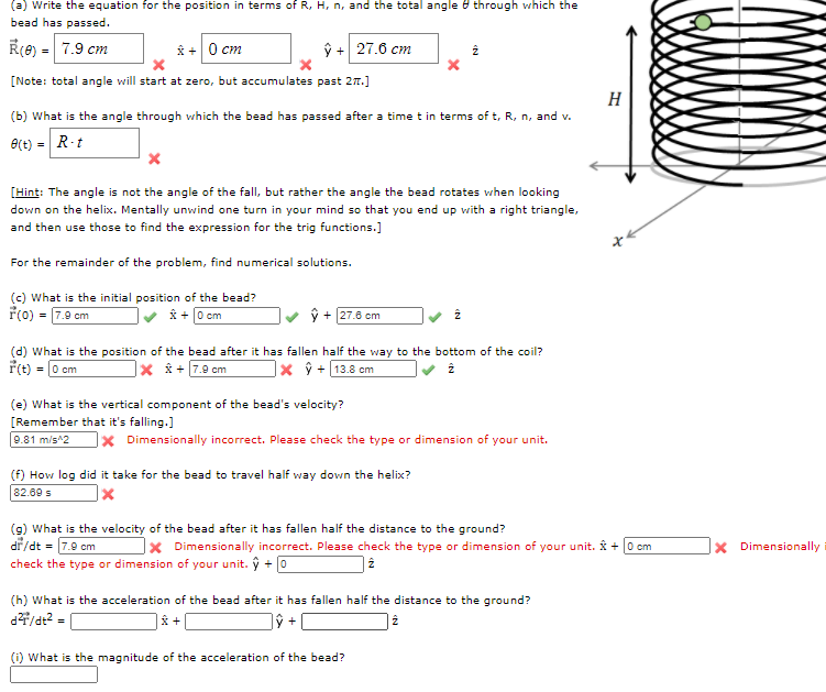 A Bead Slides Down A Vertical Helical Track Of Chegg Com