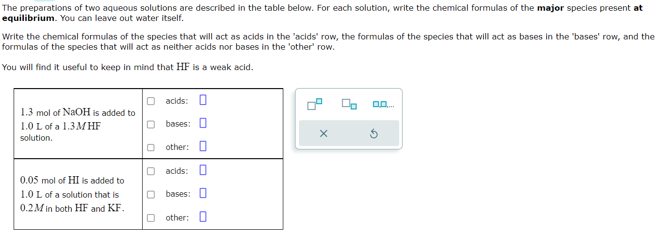 Solved The preparations of two aqueous solutions are | Chegg.com