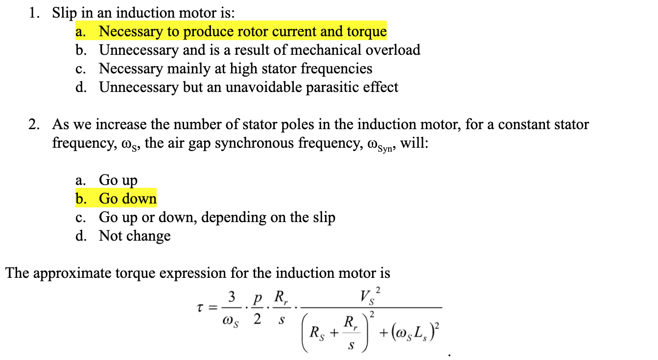 Woods Sophie Conqueror Solved 1. Slip in an induction motor is: a. Necessary to | Chegg.com