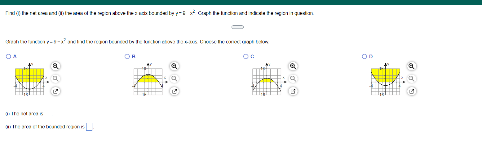 Solved Find (i) the net area and (ii) the area of the region | Chegg.com
