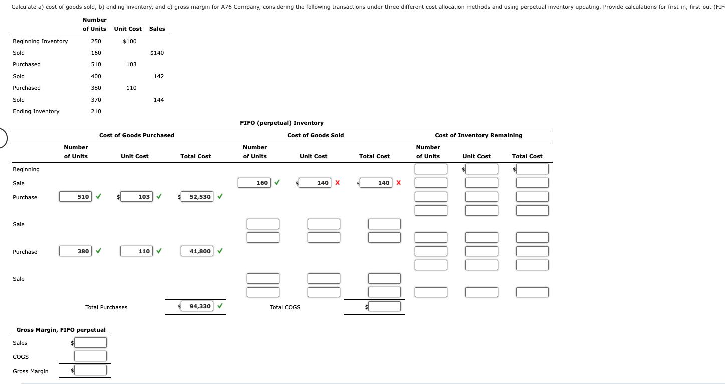 Solved Calculate A) Cost Of Goods Sold, B) Ending Inventory, | Chegg.com