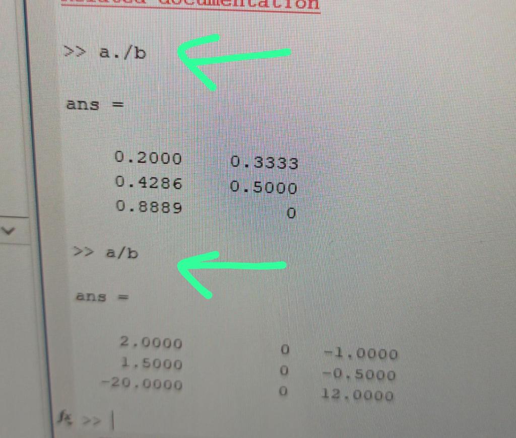 Solved I Cannot Understand How A/b Functions In Matlab, | Chegg.com