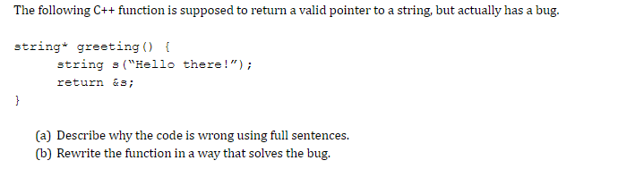 Solved The following C++ function is supposed to return a | Chegg.com