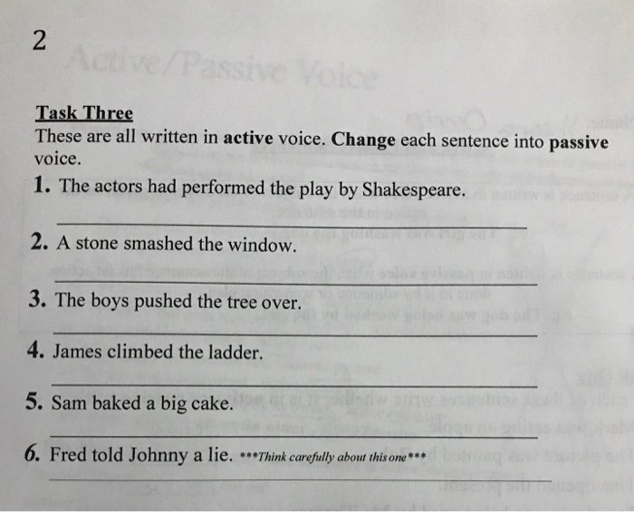 Solved Task Two These are all written in passive voice. | Chegg.com