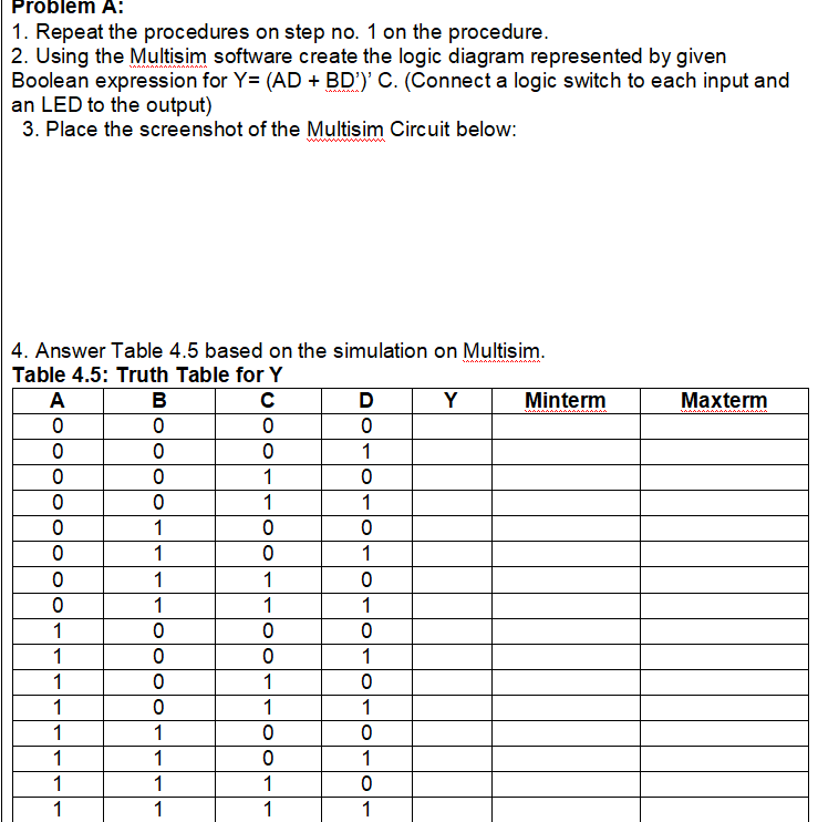 Solved Problem A: 1. Repeat the procedures on step no. 1 on | Chegg.com