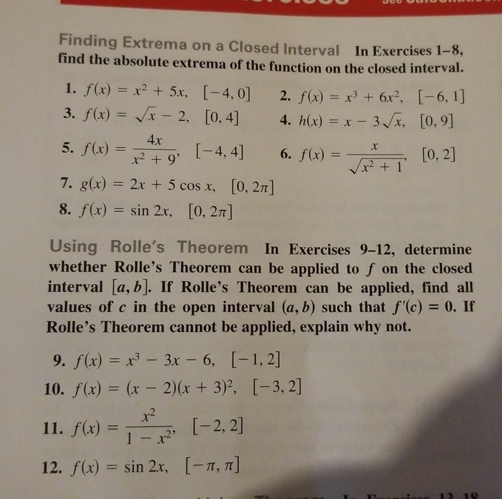 Solved Finding Extrema on a Closed Interval In Exercises | Chegg.com