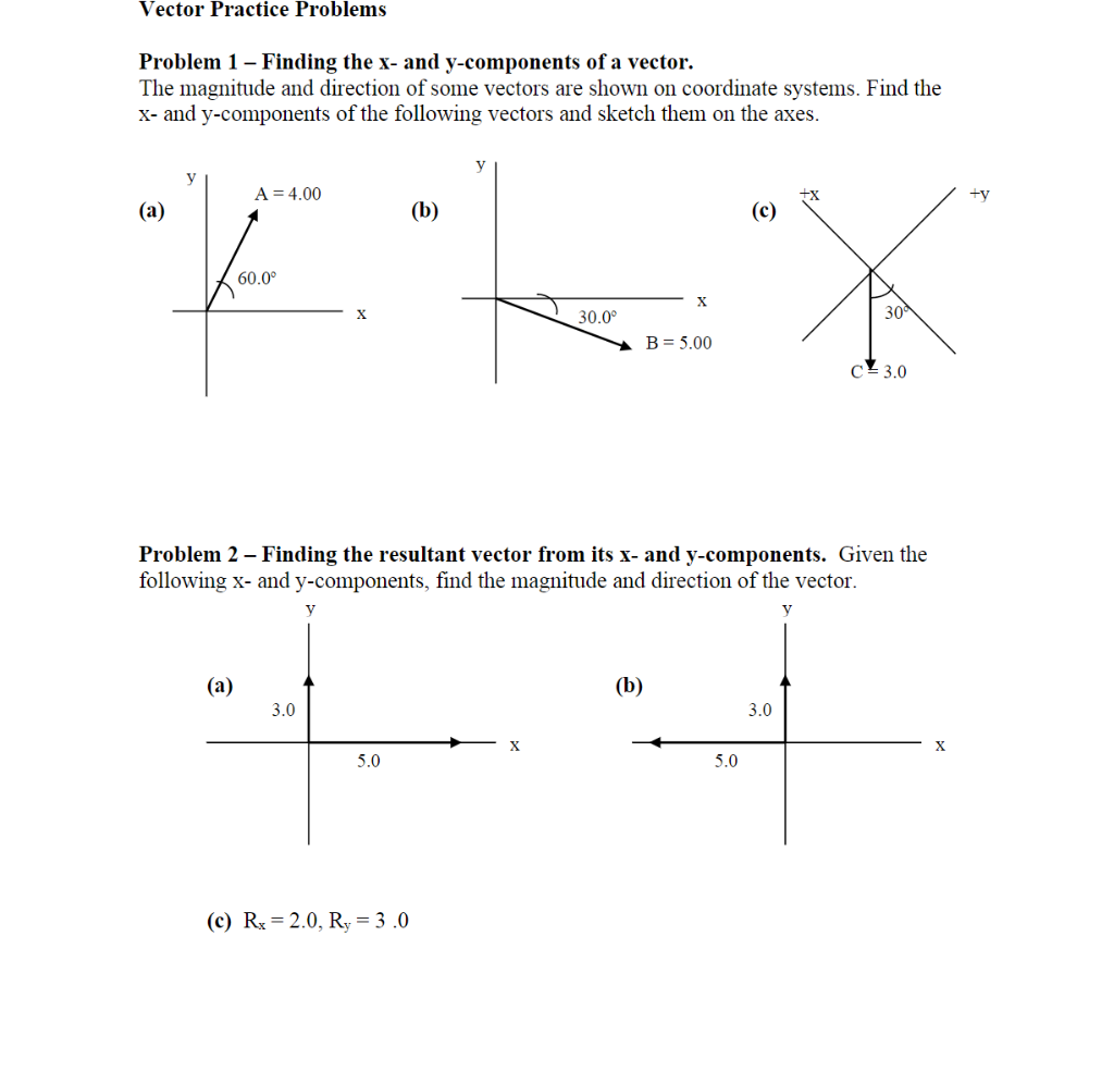 Vector Practice Problems Worksheet Answers