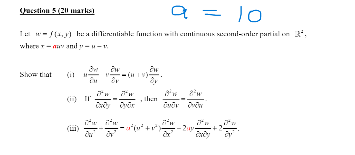 Solved Let w=f(x,y) be a differentiable function with | Chegg.com