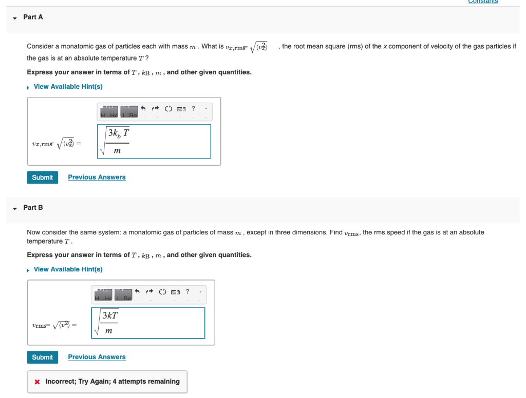 Solved Consider a monatomic gas of particles each with mass