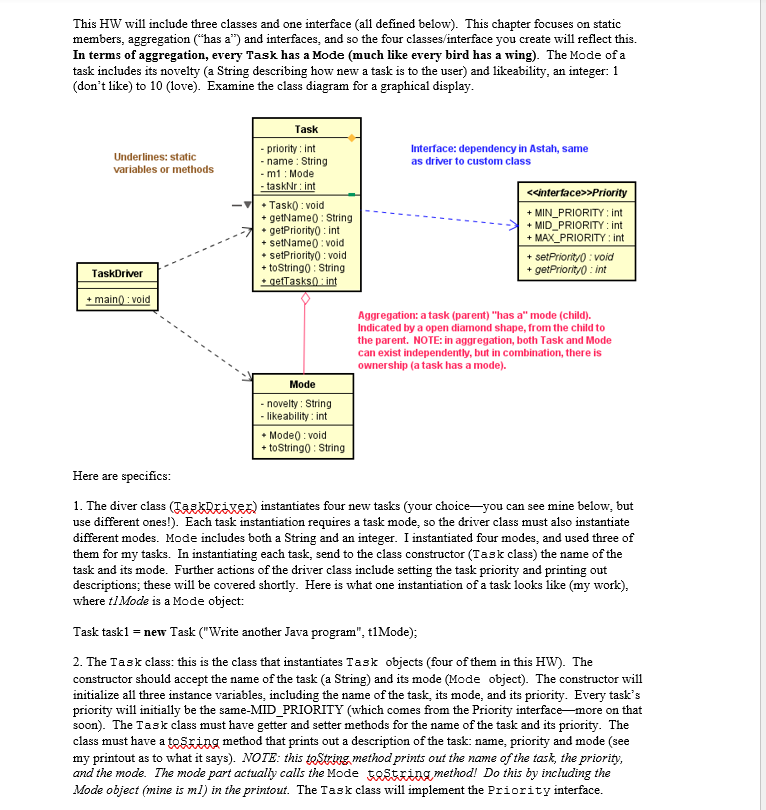 Solved This HW will include three classes and one interface | Chegg.com