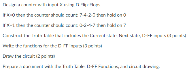 Solved Design a counter with input X using D Flip-Flops. If | Chegg.com