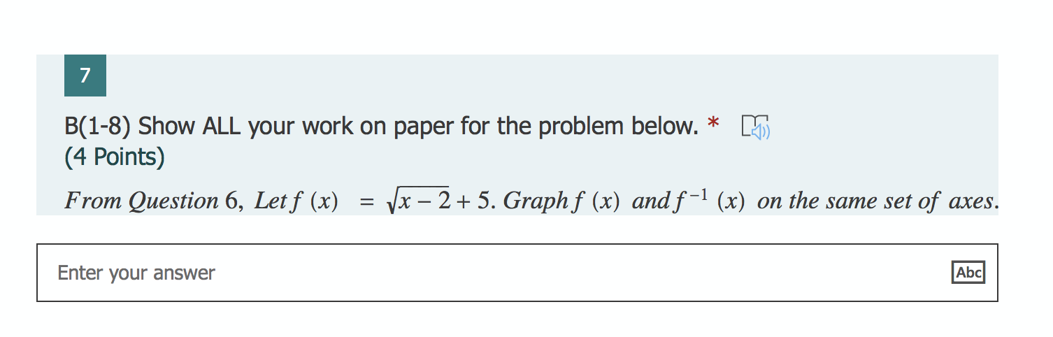 Solved 7 B(1-8) Show ALL your work on paper for the problem | Chegg.com