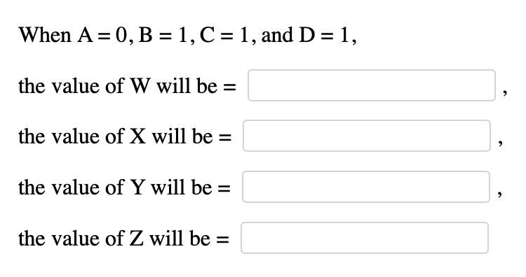 Solved Given the values of A,B,C, and D (as shown below), | Chegg.com