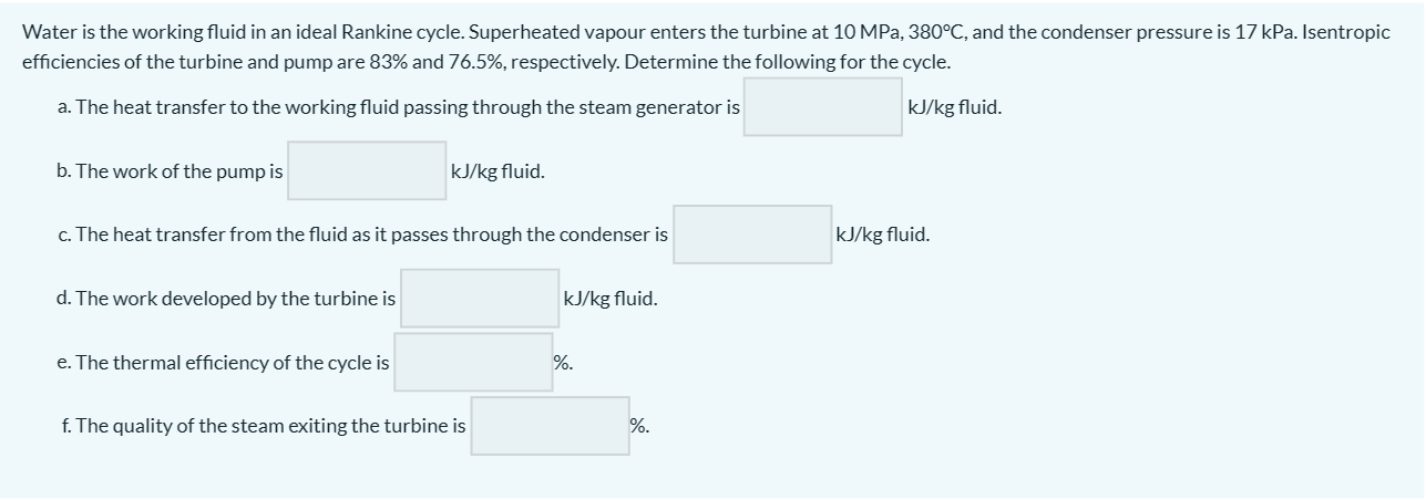 Solved Water is the working fluid in an ideal Rankine cycle. | Chegg.com