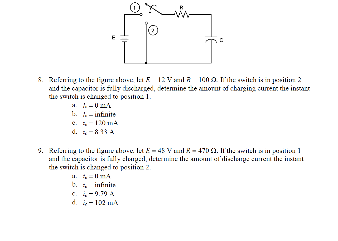 Solved R E 8. Referring to the figure above, let E = 12 V | Chegg.com