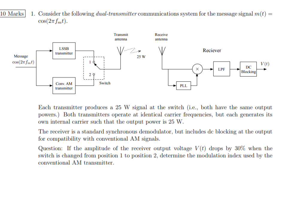 10 Marks 1. Consider The Following Dual-transmitter | Chegg.com